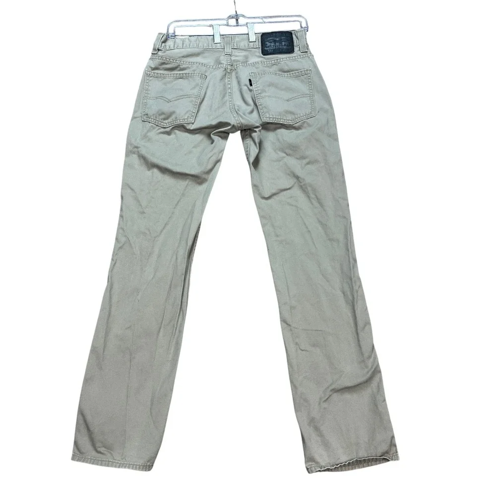 Levis 511 Pants Mens 30x32 Khaki Tan Flat Front 5 Pocket Slim Fit Twill Chino